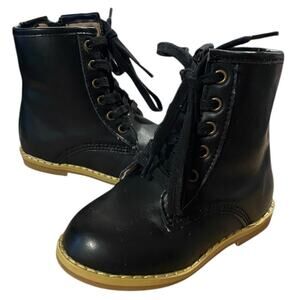 Monkey Feet Boots Toddler Sz 5 18-24 Months Girls Leather Black Lace Up Winter